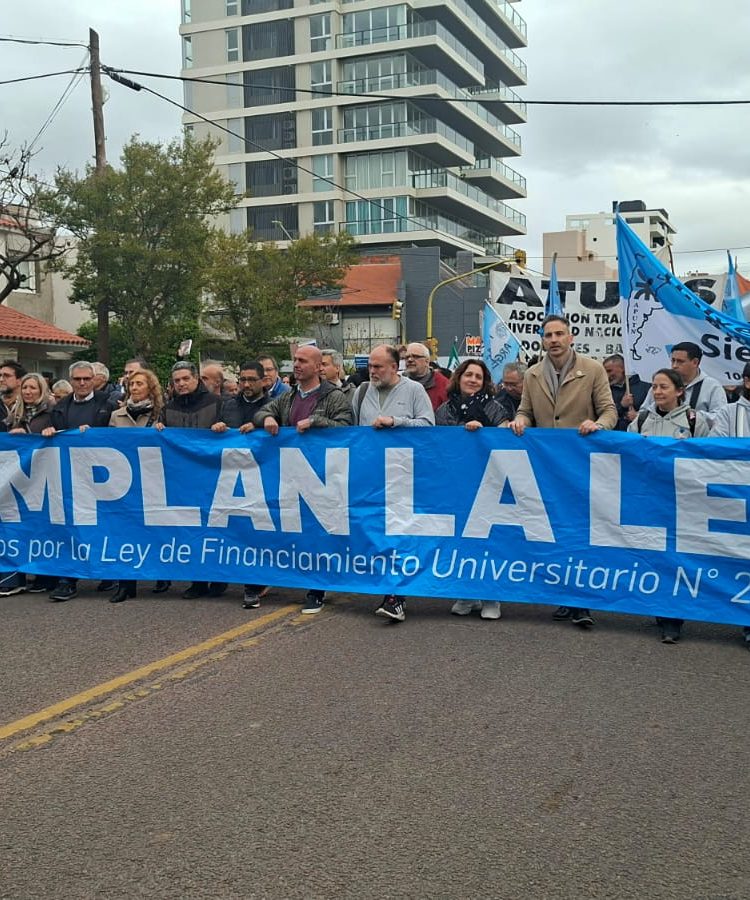 reclamo por el financiamiento universitario en la Quinta Marcha Federal en Argentina.